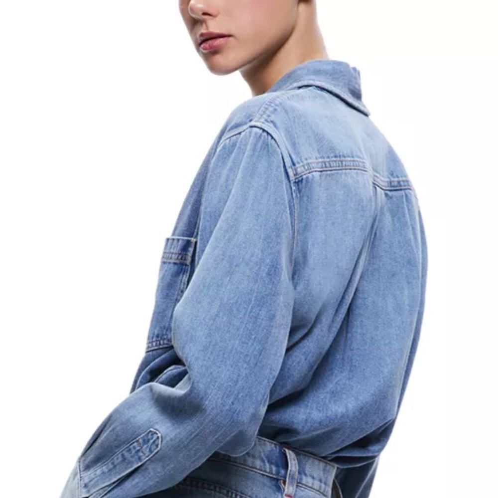 NEW Alice & Olivia Oversize Cotton Blend Denim Button-Up Shirt XL $ 330.00 - Picture 4 of 10
